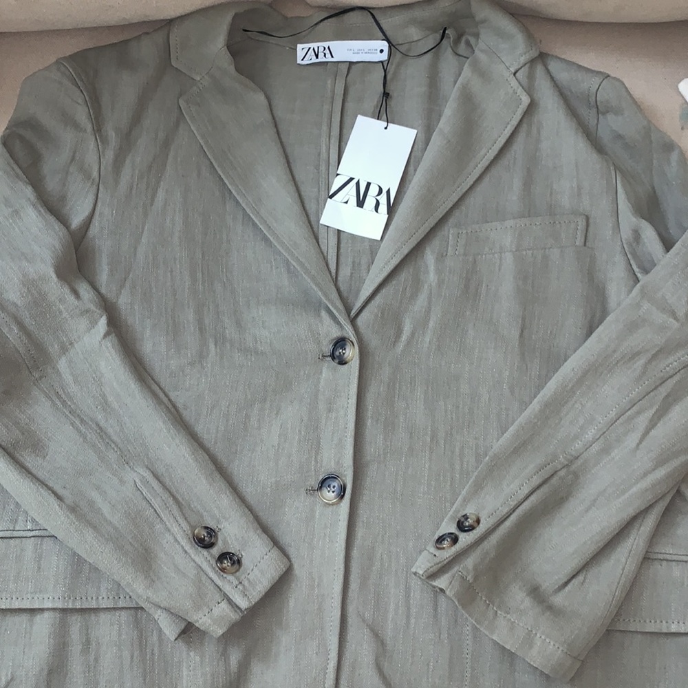 Zara Linen Blend straight cut blazer/ L- no tags - Picture 8 of 9